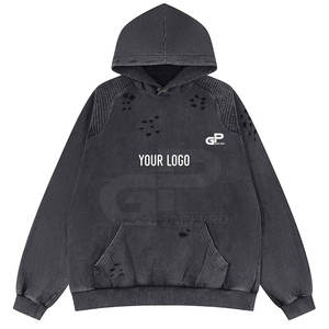 Sweats à capuche épais pour hommes, tissu épais, sweats à capuche délavés pour streetwear, hiver et usage quotidien - Product Image 3