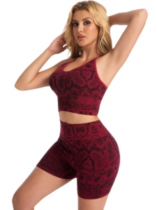 Women <b>Yoga</b> Workout <b>Set</b> Sports Bra and High Waist Shorts Seamless Gym Fitness Outfit Breathable Stretch Running Activewear - Product Image 2