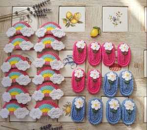Handmade Cotton Crochet Hair Clips with <b>Flowers</b> <b>Sweet</b> Pink Black Red Bow Party Cute Oval Shape - Product Image 6