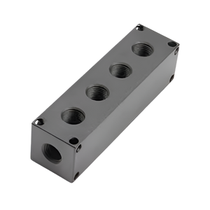 Bloques de distribución neumática hidráulica mecanizada CNC colectores rectangulares de prototipado rápido personalizados para aplicaciones industriales - Product Image 3
