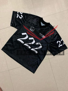 Camiseta de fútbol americano estilo streetwear, diseño personalizado, malla transpirable, corte holgado, impresión por transferencia térmica, tallas grandes. - Product Image 3