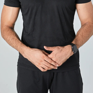 Top qualité hommes T-Shirts Polyester été nouveau Style T-Shirt couleur unie course régulière vêtements de sport en gros T-Shirt hommes - Product Image 6