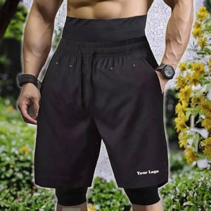 Pantalones Cortos Awrah Negros Ligeros y Transpirables de Secado Rápido para Hombre, 100% Poliéster, Tela Elástica, Pantalones Cortos Awrah Personalizados - Product Image 4