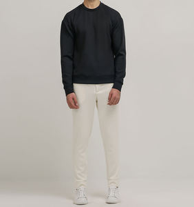 Sweat-shirt à col rond en polaire élégant pour hommes, chaud et confortable pour tous les jours et pour streetwear, teint uni pour l'hiver. - Product Image 1