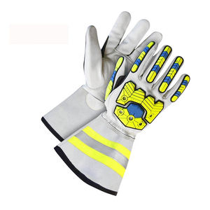 High Performance TPR Grain Leather Oilfield Safety Work Gloves Hi Vis Cuff Industrial Protective Impact Hand Arm Protection - Product Image 2