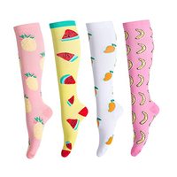 Chaussettes de compression tricotées à motif dessin animé LEOSTEP pour hommes et femmes (4 paires) antidérapantes, longues, ODM pour la course, les voyages et les vols