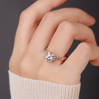 Anillo de Compromiso de Lujo, Anillos de Boda de Plata de Ley 925 con Corte de Moissanita de 1 Quilate, Anillo de Aniversario para Mujer, Chapado en Rodio, Certificado por GRA