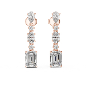 Boucles d'oreilles en or jaune 14 carats avec diamants de laboratoire taille émeraude, cadeau de luxe pour mariage ou anniversaire pour femme, 2,87 carats, certifiées IGI - Product Image 3