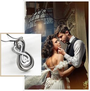 Colgante de urna de amor infinito gris, cadena de serpiente de acero inoxidable, joyería de cremación para cenizas, collares de recuerdo de mujer, urna de tamaño personalizado - Product Image 5