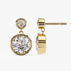 High Demand 18K Yellow Gold Moissanite Diamond Stud <b>Earrings</b> Delicate Everyday Sparkle Brilliant Round Shape Certified Birthday - Product Image 4