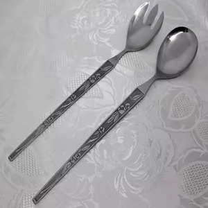 Ensemble de serveur de gâteau en acier inoxydable rustique en métal argenté serveur de salade pour ustensiles de service - Product Image 6