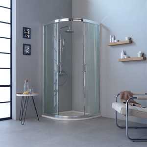 Mampara de Ducha Semicircular 90x90 H195 con Puerta Corredera Transparente y Perfiles Planos Modelo Ferrara - Product Image 3