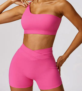 Custom LOGO Women Gym Fitness Sets Activewear Outfits Workout Clothing Sports Bra Short Top <b>Leggings</b> Seamless Yoga Set - Product Image 2