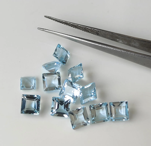 Topaze bleu ciel naturelle de qualité AAA, facettée, carrée, 6x6 mm, pierre précieuse en vrac pour la fabrication de bijoux, vente en gros - Product Image 4