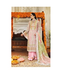 Trajes de gasa bordados Descosidos Colección de Bodas de 3 piezas Los últimos trajes Punjabi paquistaníes Salwar Kameez - Product Image 5