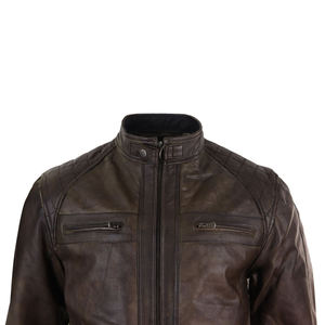 Veste de moto en cuir pour hommes, personnalisé, décontracté, véritable, doux au toucher, peau de mouton, Style motard - Product Image 4