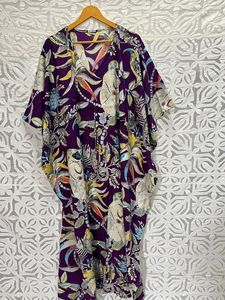Couverture de plage ethnique pour femmes à la main en coton biologique longueur au sol robe de nuit longue courte Caftan singe bloc imprimer robes décontractées - Product Image 4