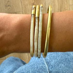 สร้อยข้อมือฮอร์นสีทองคุณภาพดีที่สุดสร้อยข้อมือธรรมชาติกำไลเขาเครื่องประดับสำหรับผู้หญิง - Product Image 6