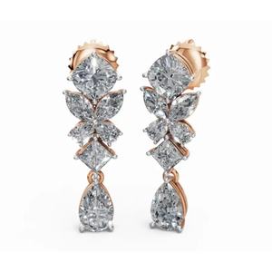 Pendientes de Diseño Valeria de Oro de 18 Quilates de Alta Calidad, Corte Marquesa y Pera, Joyería Cultivada en Laboratorio, Exportación al por Mayor B2B - Product Image 4