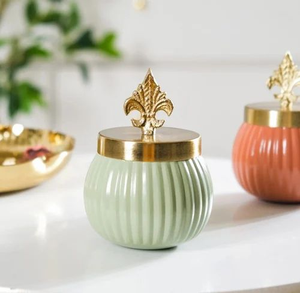 โถเทียนเหล็กสีส้มพร้อมฝาปิดสำหรับตั้งโต๊ะและไฟคริสต์มาส - Product Image 3