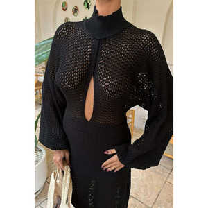 Vestido de punto calado translúcido 2854 - Product Image 1