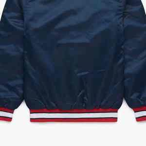 แจ็คเก็ตผ้าซาตินปักลายสีน้ำเงินเข้มสำหรับผู้ชายผู้หญิงแจ็คเก็ตบอมเบอร์เสื้อเบสบอลผ้าซาติน - Product Image 2