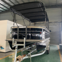 Bateau ponton de luxe en aluminium de 5,8 m/19 pieds avec moteur hors-bord - Bateau de pêche et de sport fluvial