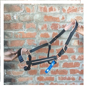 Cabestro de caballo anatómico de cuero inglés cómodo de la mejor calidad con hebillas de latón de costura elegante cabestros ajustables para caballos - Product Image 1