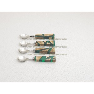 Juego de Cubiertos de acero inoxidable de alta calidad con mango de madera de resina Artículos de mesa Cubiertos Vajilla Utensilios de cocina Uso - Product Image 5