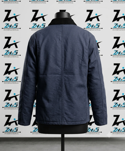 Veste en toile marine pour homme ZhuS International, col rond, patchwork, couleur unie, style vêtements de travail en coton, veste en toile d'hiver - Product Image 2