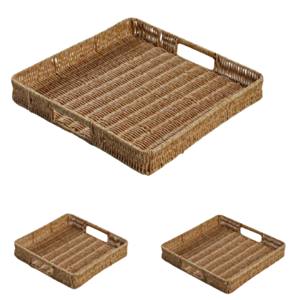 Bandeja de Servicio Rectangular Tejida a Mano con Cuerda de Papel, con Asas Integradas, Bandeja Otomana Decorativa Ecológica para Mesa de Centro - Product Image 2