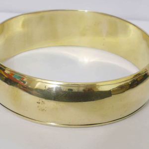 Luxury Gold Plated Copper Bangle For Women Unique Minimalist Plain Surface Design Wide Dome Solid <b>Metal</b> <b>Bracelet</b> <b>Metal</b> Crafts - Product Image 1