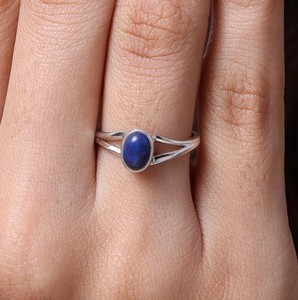 New Arrival Women's Eternity Vermeil <b>Ring</b> Solid 925 Sterling Silver Bezel Setting Natural Afghani <b>Lapis</b> <b>Lazuli</b> Gemstone Parties - Product Image 6