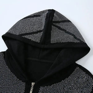 Survêtement évasé en strass pour hommes 100% survêtement en molleton de coton imprimé avec fermeture éclair OEM personnalisé - Product Image 4