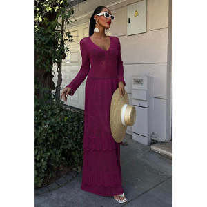 Vestido Étnico con Detalle de Botones Transpirables y Falda en Capas 2859, Cintura Natural para Ocio - Product Image 4