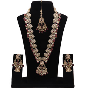Conjunto de collares largos florales Chandbali Elegance Reverse AD - Product Image 1