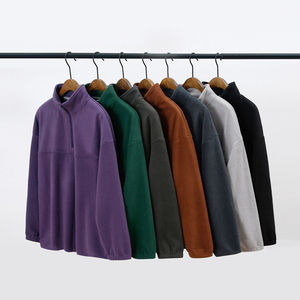 Bordado en blanco Unisex pulóver sudaderas de alta calidad de gran tamaño liso cuello con cremallera al por mayor polar sudaderas con capucha personalizadas - Product Image 3