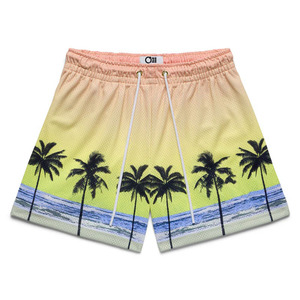 Pantalones cortos deportivos de malla de punto personalizados OEM al por mayor de secado rápido transpirable con cierre de cordón estilo informal impresión por sublimación - Product Image 4