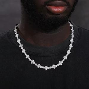 Unisex chapado en oro plata esterlina 925 10mm Cruz tenis cadena VVS1 moissanita diamante joyería fina Hip Hop Collar para mujer - Product Image 1