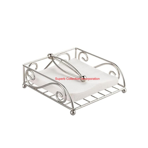 Servilletero de acero inoxidable moderno y elegante con diseño de desplazamiento Servilletero de metal decorativo para mesa de comedor Restaurante - Product Image 1