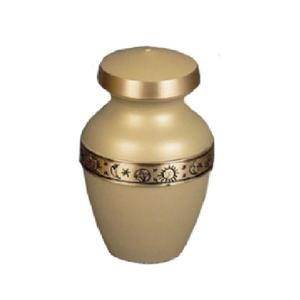 Urne souvenir de crémation en laiton de haute qualité avec bande gravée en or noir et couleur blanche finie pour les cendres humaines-Fourniture funéraire - Product Image 4