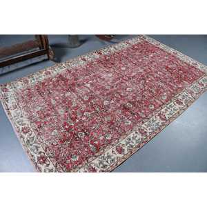 Tapis turc vintage 4,9x8,3 pi (149x253 cm), tapis à motifs floraux rouges - Product Image 2