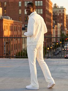 Survêtements pour hommes à capuche, design uni, écologiques, imprimés, coupe-vent, qualité supérieure, 2 pièces, en polaire, pour l'hiver - Product Image 3