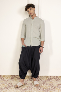 Pantalones bombachos holgados de cintura alta de talla libre para hombre, ropa de calle Bohemia clásica ecológica inspirada en Aladdin Yoga, lona oscura de algodón bueno - Product Image 2