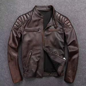 Veste en cuir personnalisée pour homme, vente en gros directe d'usine OEM ODM, mode, hiver, extérieur, col montant, coupe-vent, chauffante - Product Image 1