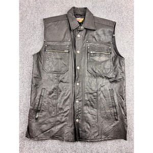 Vintage Original de cuero bordado chaleco Biker sin mangas de alta calidad por encargo nuevo estilo 2025 chalecos - Product Image 1