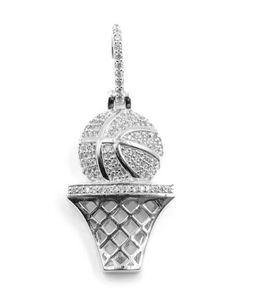 Pendentif de basket-ball glacé en argent sterling avec diamant cultivé en laboratoire pendentif personnalisé et pendentif hip hop - Product Image 1