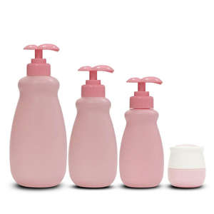Empty Pink Baby Care HDPE Plastic <b>Pump</b> Bottle <b>Dispenser</b> Set Screen Printing for Lotion Soap Shampoo Bathroom Cosmetic Packaging - Product Image 1