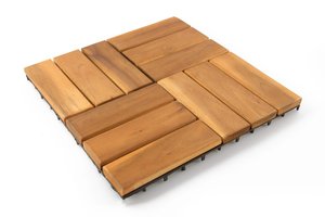 Carreaux de terrasse en bois d'acacia certifiés FSC 300x300x24mm finition à l'huile de haute qualité lisse moderne et durable sans nœuds pour une utilisation en extérieur - Product Image 4