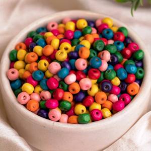 Cuentas Redondas de Madera Multicolores con Patrón de Corazón, Decoración de Pascua para el Hogar, Producto Artesanal Indio - Product Image 6